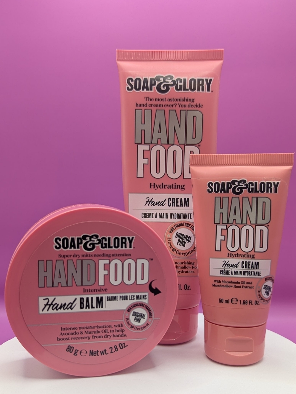 Soap & Glory Hand Food Set Full Sz + Travel Sz + FS Balm 3 Pc Gently Used VGC